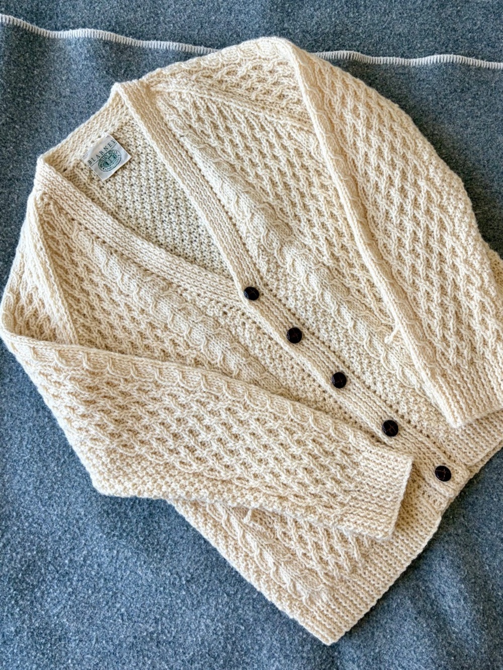 Aran 100% Merino Wool Hand-knit Cardigan